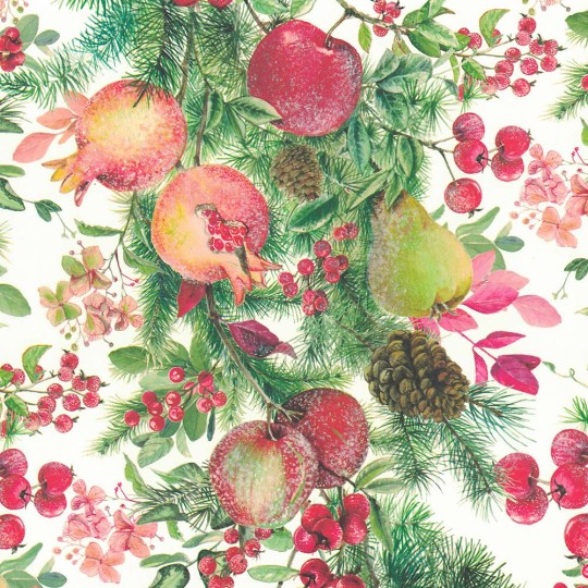 Sugared Pomegranates and Fruits Christmas Print Paper ~ Tassotti Italy